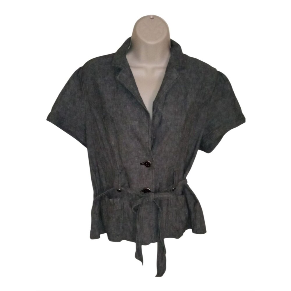 Torrid Gray Belted Short-Sleeved Shirt Blazer L 12